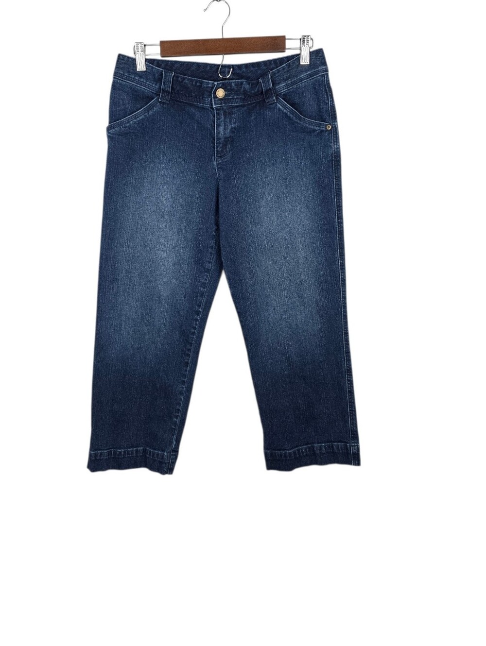 Woolrich Bryton Denim Capri Pants Womens Size 6 Dark Blue Pedal Pushers Mid Rise